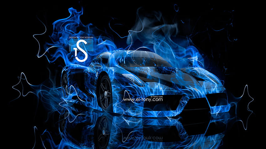 背景 ネオン 火 クールな車、炎上する車 高画質の壁紙