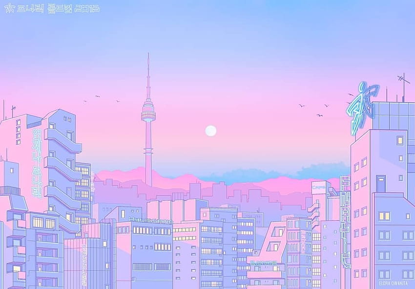 Estética de anime rosa, pc de anime rosa fondo de pantalla