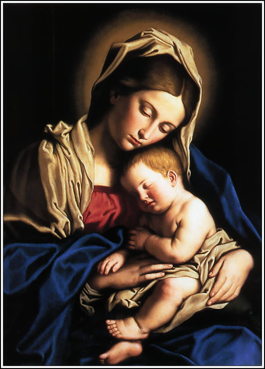 6 Madre Maria con Gesù Bambino, pittura a colori madre e bambino Sfondo del telefono HD