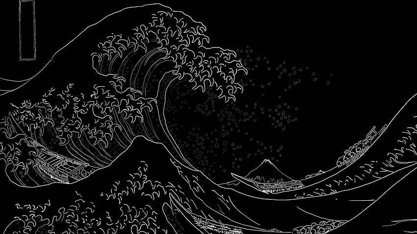 japão pinturas ondas barcos kanagawa grande onda, ondas japonesas papel de parede HD