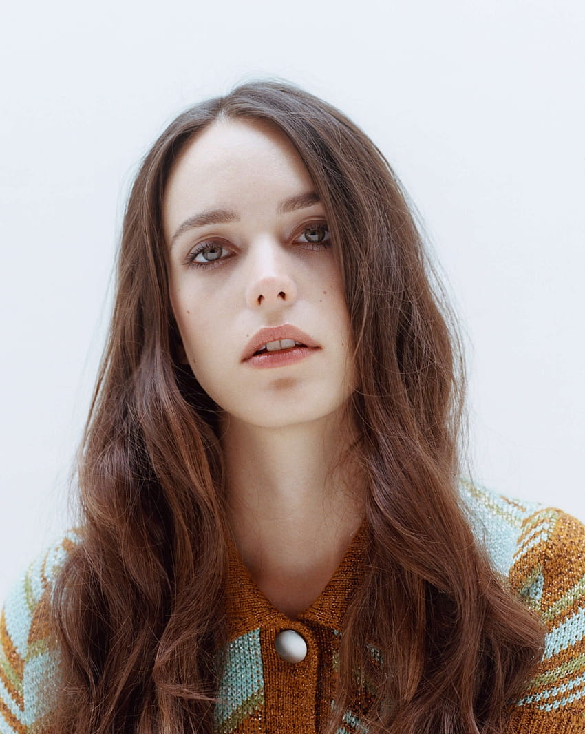 : stacy martin, women, face, brunette, French actress, simple background, white background, long hair 1021x1280 HD phone wallpaper