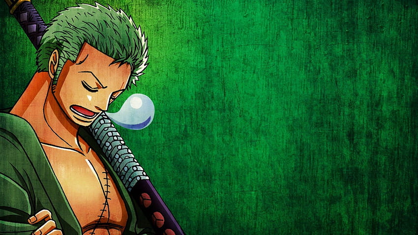 green haired cartoon character One Piece Roronoa Zoro anime boys, zoro new world minimalist HD wallpaper