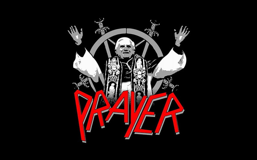Minimalistic funny slayer pope benedict xvi prayer, slayer logo HD wallpaper