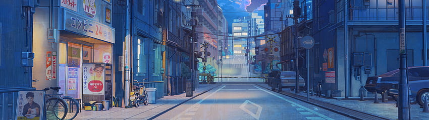 Anime Backgrounds Night, road scape HD wallpaper