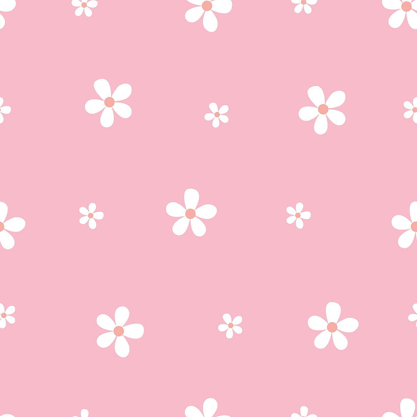Vettore senza cuciture Motivo floreale bianco su sfondi rosa Disegnato a mano in stile cartone animato, utilizzare per stampe, tessuti di moda, tessuti. 4552681 Arte vettoriale a Vecteezy Sfondo del telefono HD