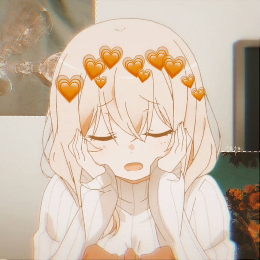 Orange Herzen Anime PFP, kawaii pfp HD-Handy-Hintergrundbild