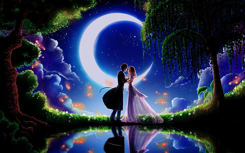 Moon Love Story, love in moon background HD wallpaper | Pxfuel