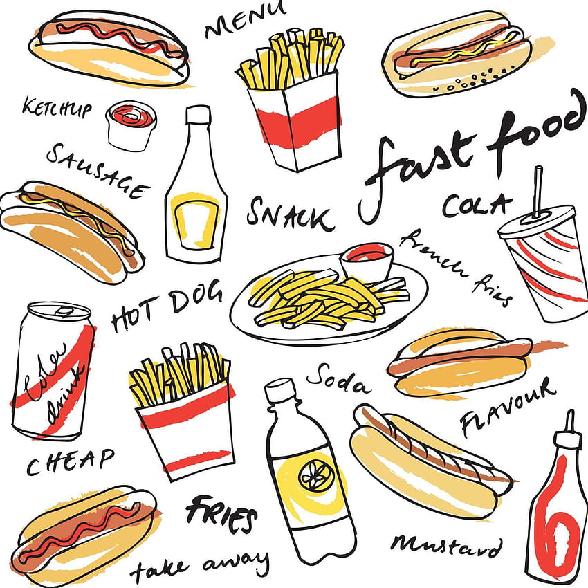 Junk Food, makanan cepat saji kawaii wallpaper ponsel HD
