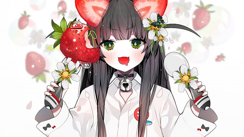 Strawberry Anime, anime girl bullet journal HD wallpaper