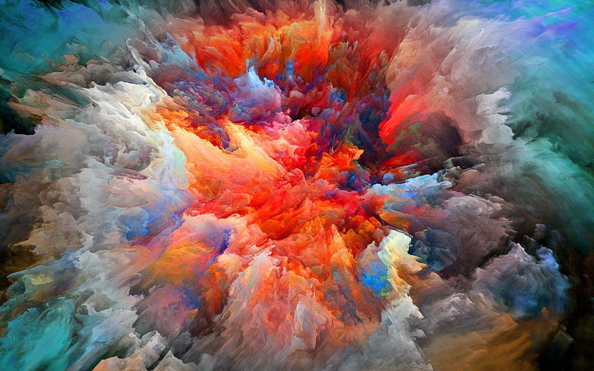 Explosão de brilho de tinta de fumaça de abstração, fumaça colorida papel de parede HD