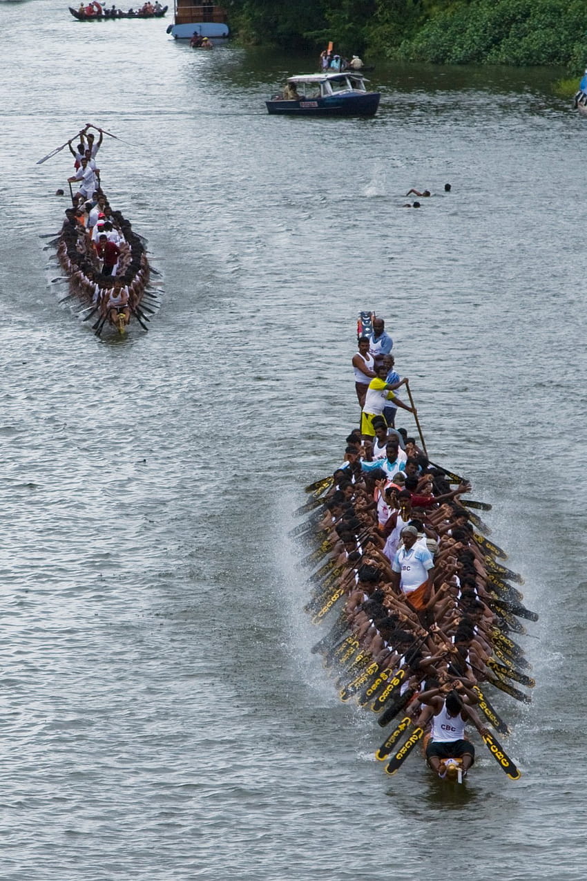 Corrida de Barcos em Paippad, Kerala durante o Festival Onam., Vallamkali Papel de parede de celular HD