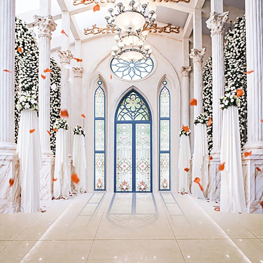 Graficzne tła ślubne Allenjoy Romantyczne piękne białe tło kościoła Tapeta na telefon HD