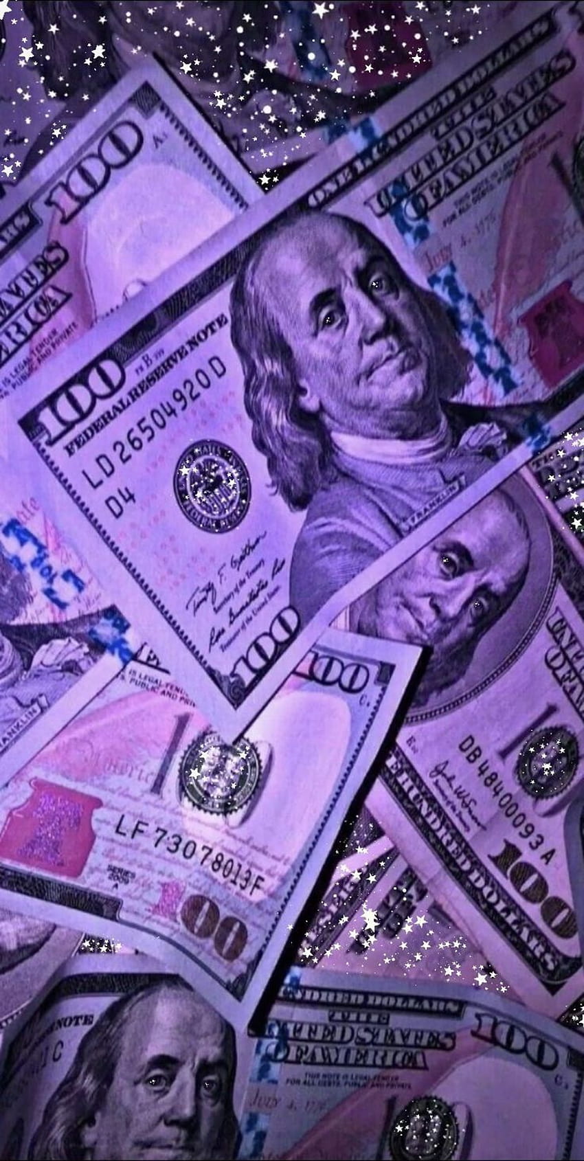 Uang estetika berkilau neon ungu, uang biru wallpaper ponsel HD