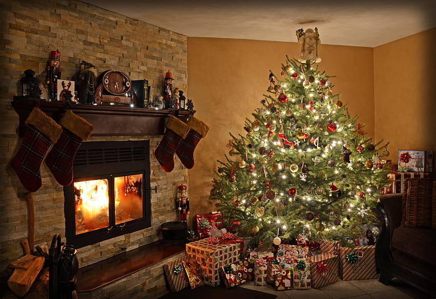 Christmas Fireplace 57 [2600x1783] สำหรับมือถือและแท็บเล็ตฉากเตาผิงคริสต์มาส วอลล์เปเปอร์ HD