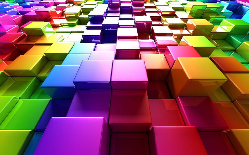 3D Colorful Blocks, colorful 3d abstract HD wallpaper