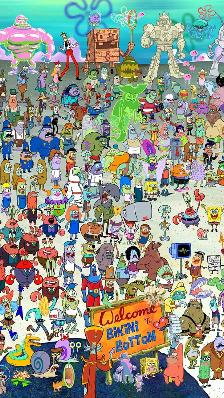 SpongeBob i wszyscy przyjaciele, przyjaciele Spongebob Tapeta na telefon HD
