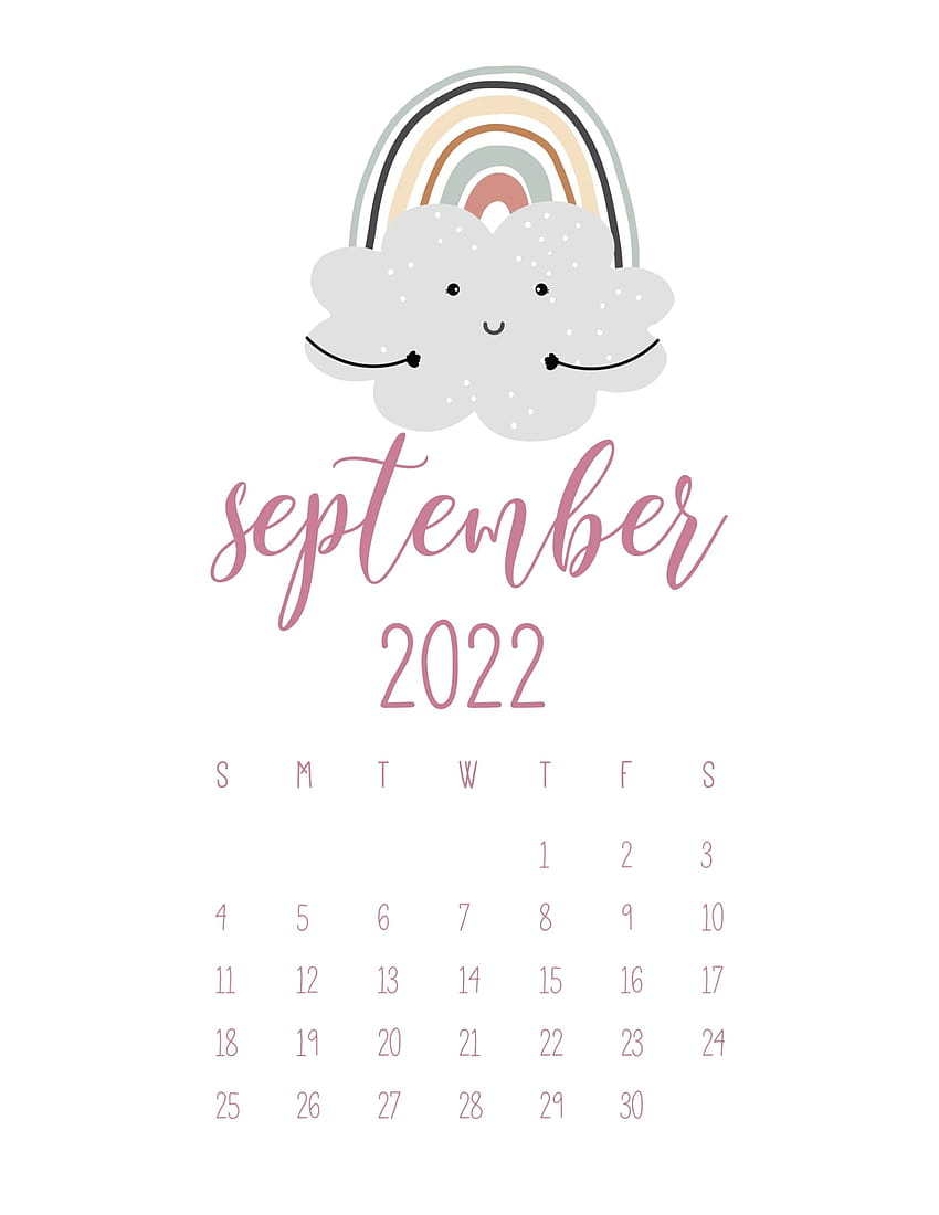 Niedlicher druckbarer Kalender 2022, Kalender September 2022 HD-Handy-Hintergrundbild