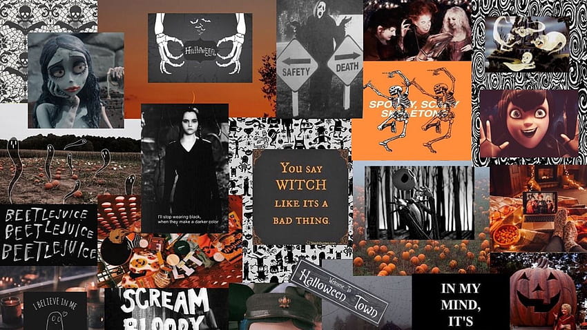 Halloween Scream Faces Pumpkin Horror Skeleton Fall Collage HD wallpaper