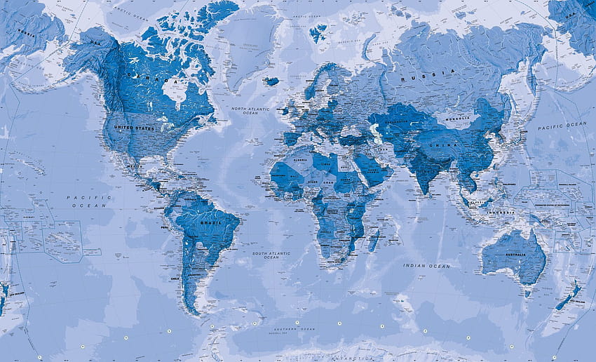World Map Blue Wall Mural แผนที่โลกการเมืองปี 2021 วอลล์เปเปอร์ HD