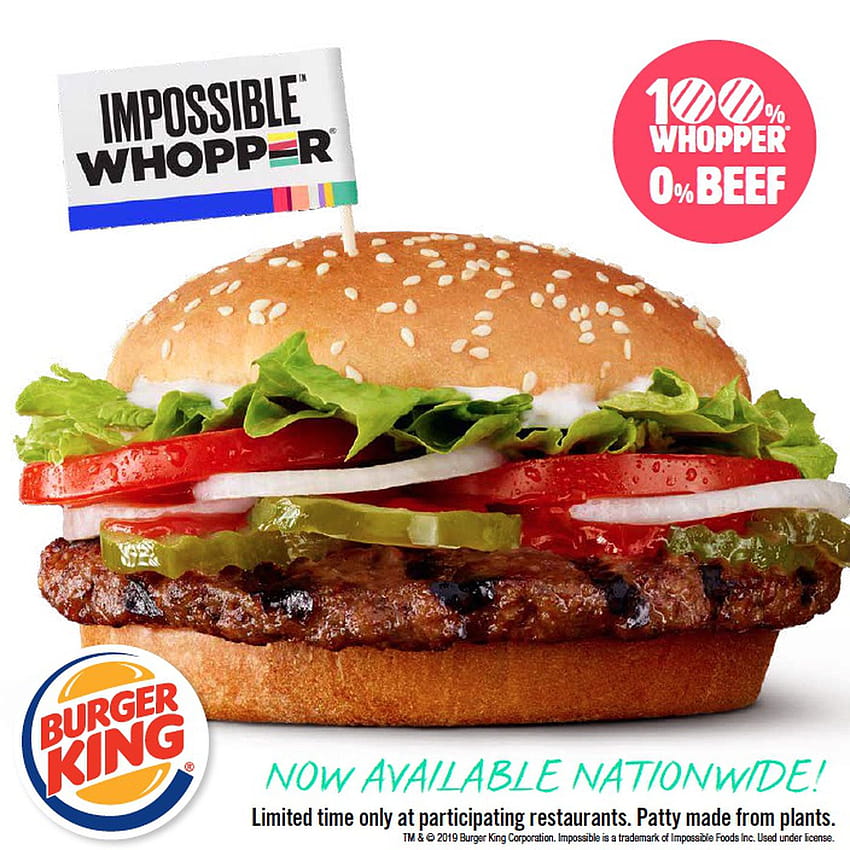 Burger King's nationwide rollout of the Impossible Whopper starts next week HD phone wallpaper
