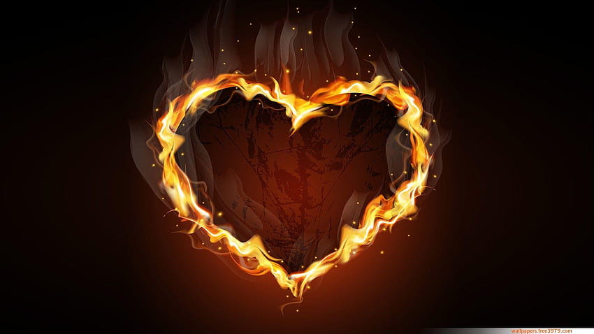 fire heart HD wallpaper