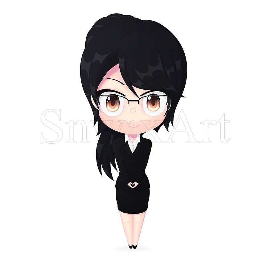 Chibi teacher/office worker with glasses. Vector illustration. HD phone wallpaper
