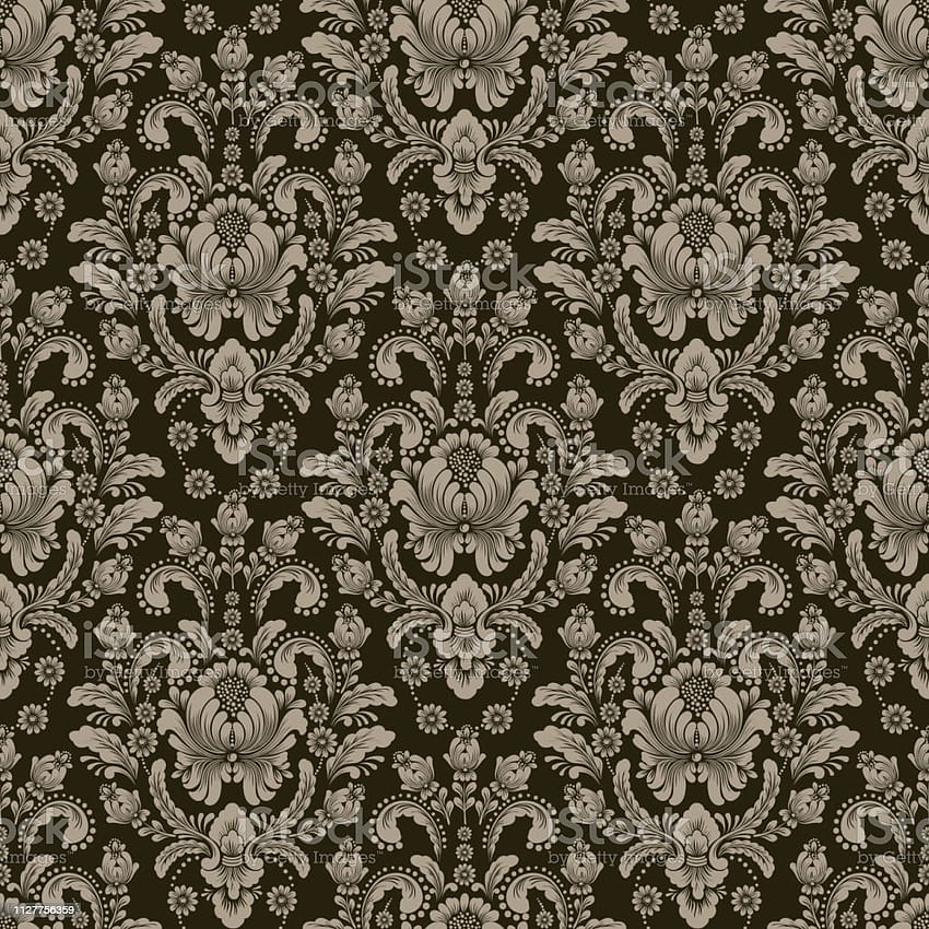 Vector Damask Seamless Pattern Backgrounds Classical Luxury Old Fashioned Damask Ornament Royal Victorian Seamless Texture For Textile Wrapping Exquisite Floral Baroque Template Stock Illustration HD phone wallpaper