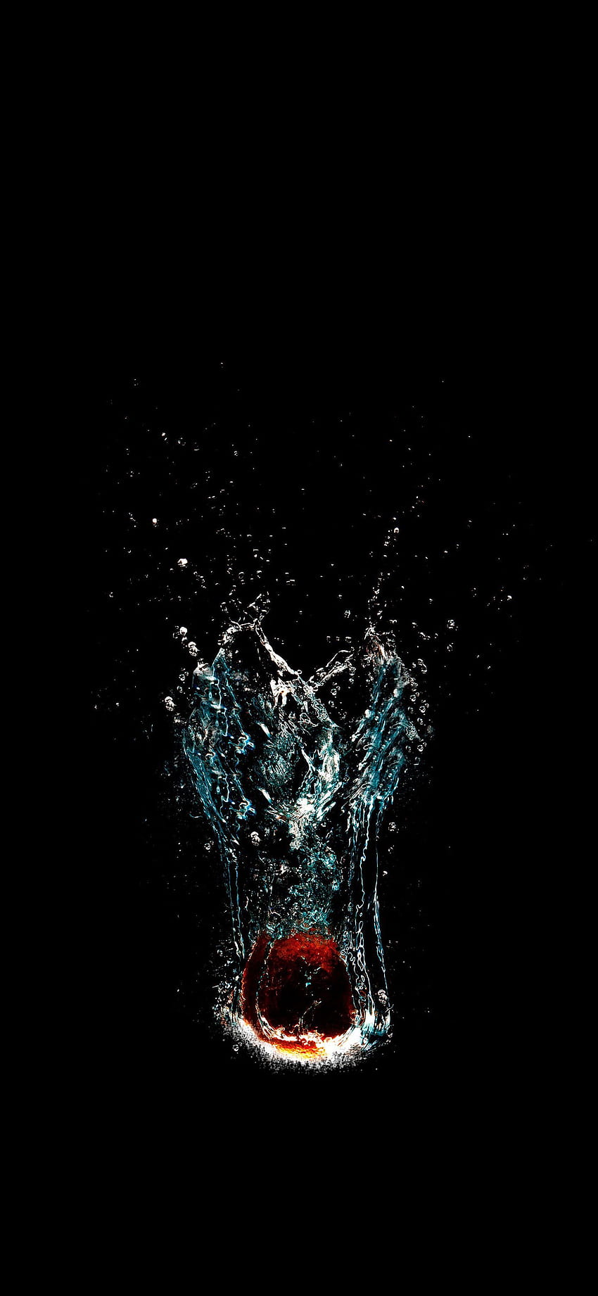 Ball splash, ultra black and red water amoled HD phone wallpaper
