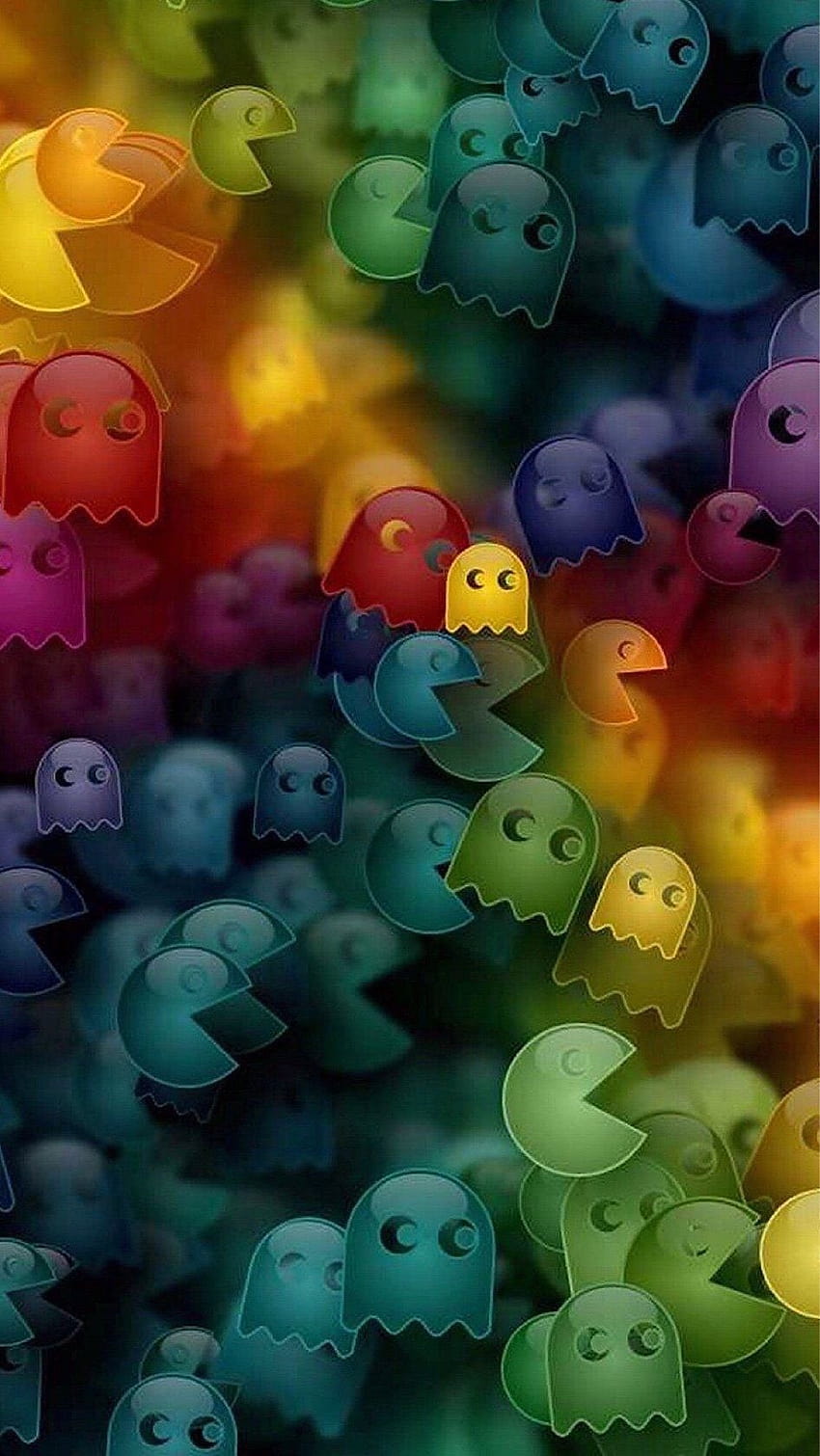 Rainbow mist Pacman art, pac man mobile fondo de pantalla del teléfono