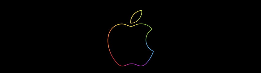 Apple logo , Colorful, Outline, Black background, iPad, , Technology ...