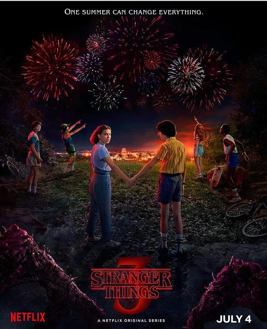 Stranger Things 3 Poster, Season 3, Eleven, Mike, Lucas, eleven and mike HD phone wallpaper