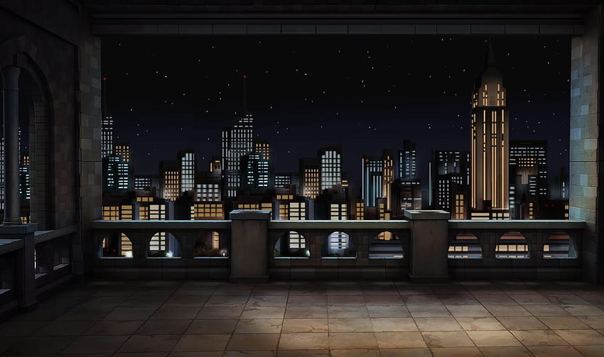 EXT. COZY BALCONY 2, anime night roof HD wallpaper