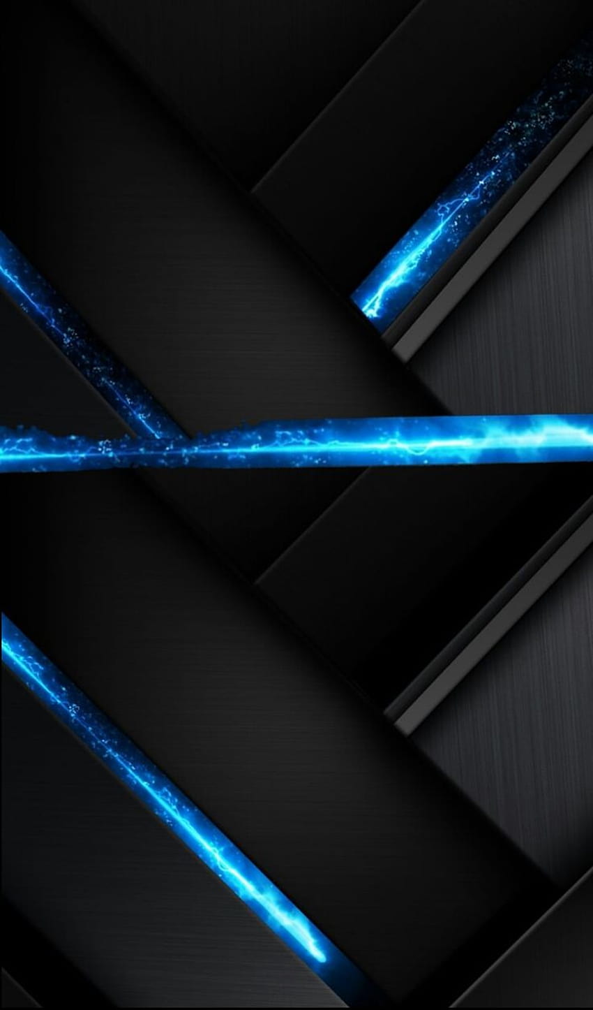 Black with Neon Blue Geometric, android geometric HD phone wallpaper ...