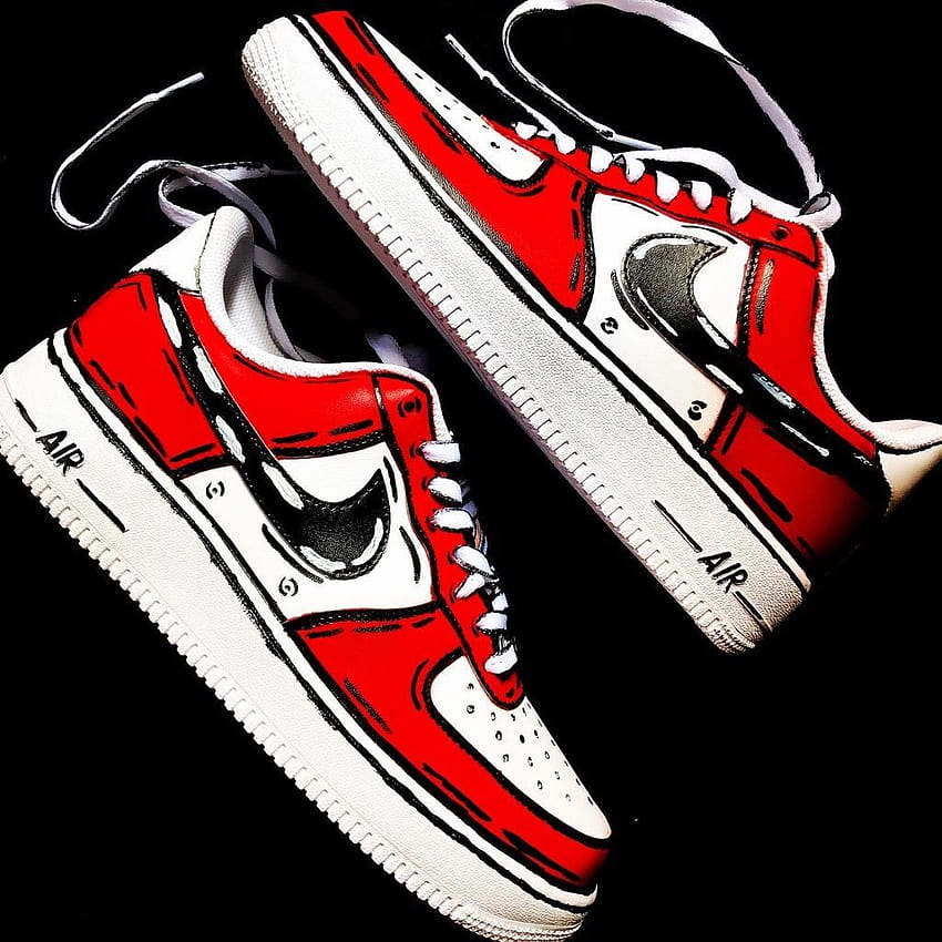 Air Force One Chicago Cartoon Custom in 2021, red air force shoes HD phone wallpaper