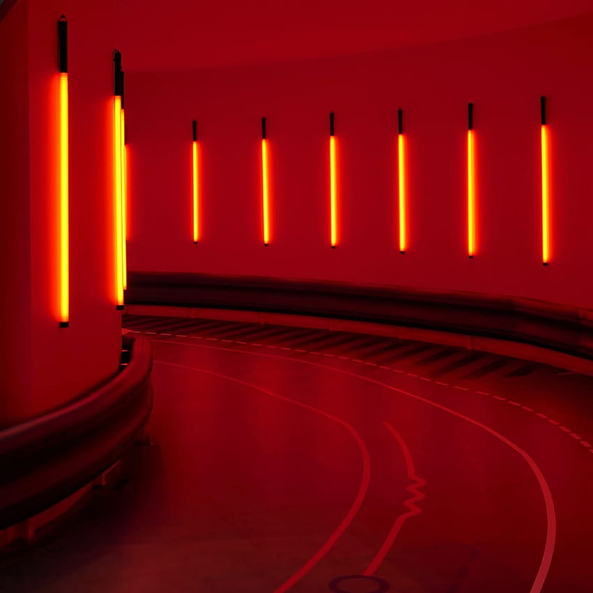 : túnel con luz tenue, iluminado, neón, rojo, no, túnel de neón fondo de pantalla del teléfono