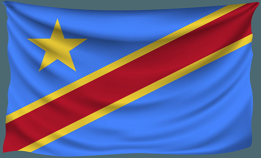 Bandera arrugada de la República Democrática del Congo, bandera de la República Democrática del Congo fondo de pantalla