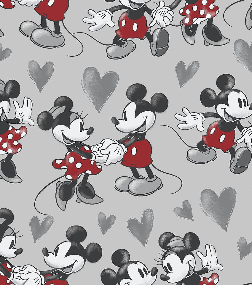 Disney Mickey & Minnie Mouse Fleece Fabric 59'' Vintage Fun, Мики и Мини HD тапет за телефон