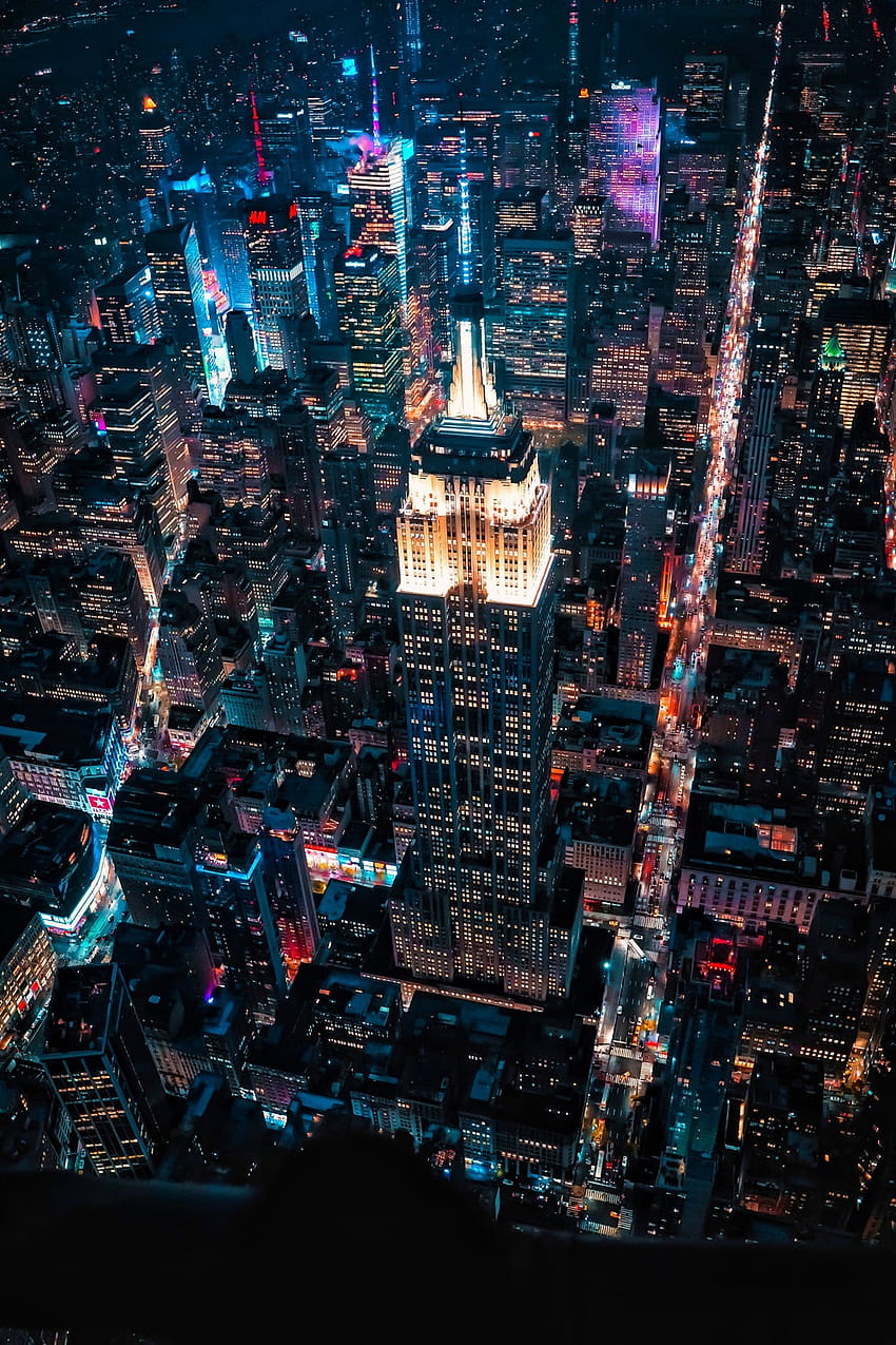 pemandangan udara gedung-gedung kota pada malam hari –, pemandangan malam kota wallpaper ponsel HD
