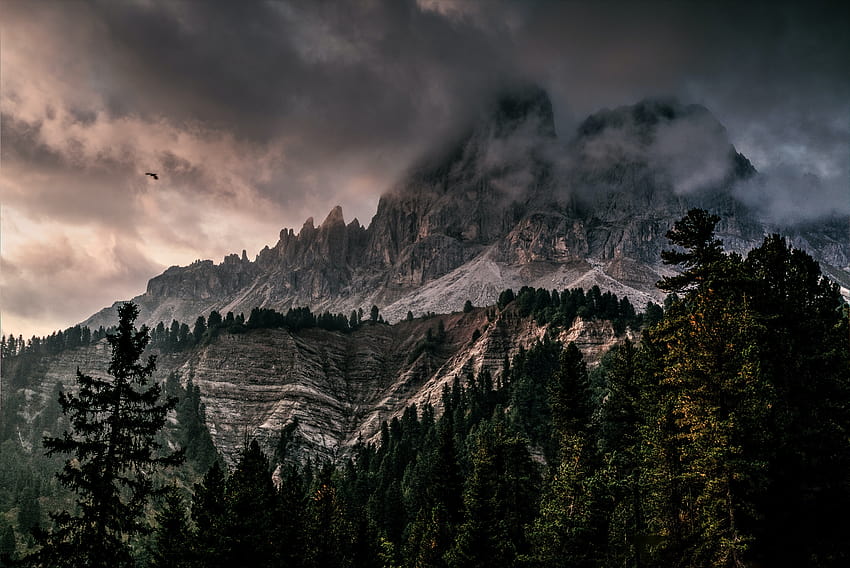 of Mountain With Ice Covered With Black and Gray Cloud · Stock, gray mountain HD wallpaper