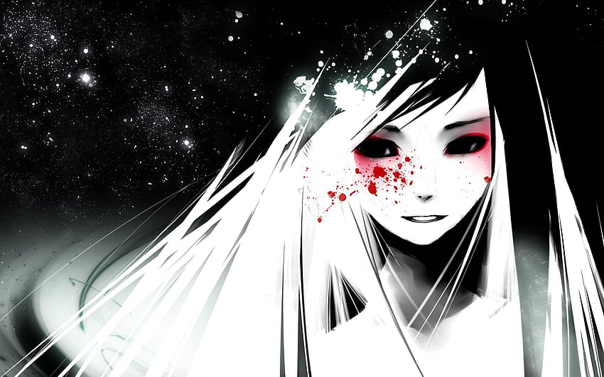Sad Anime Girl Black and White, anime girl triste mal papel de