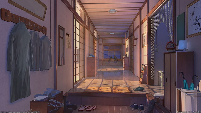 Anime House Hallway Backgrounds, apartemen anime Wallpaper HD