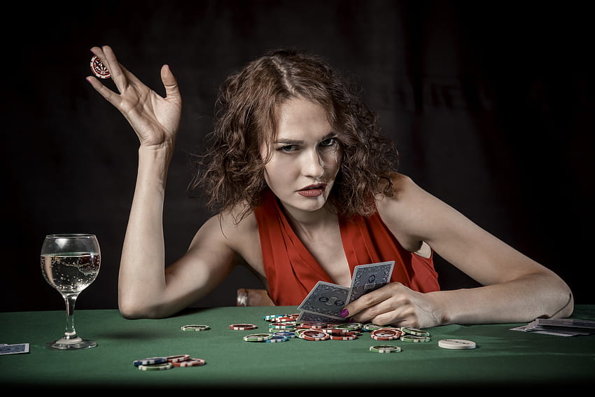 Kartenspiel-Kasino-Mädchen HD-Hintergrundbild