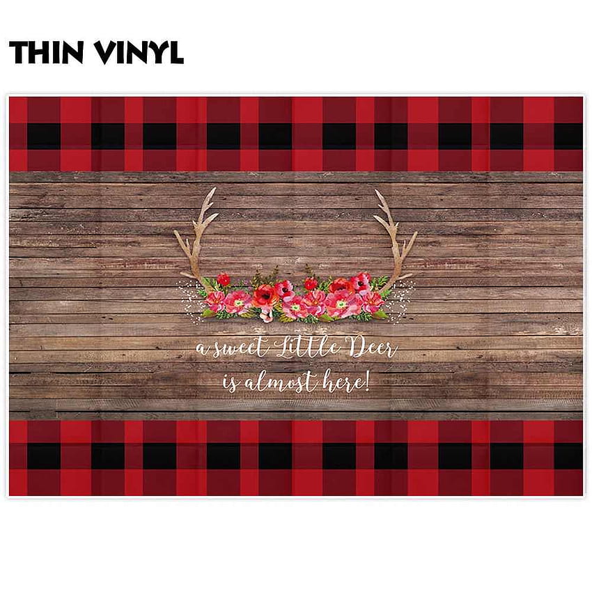 Allenjoy christmas buffalo plaid backdrop flower antler graphy backgrounds baby shower custom party call shoot props HD phone wallpaper