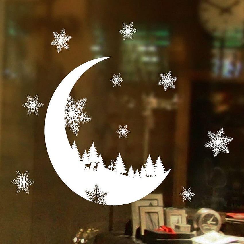 Detail Feedback Questions about Christmas Snow Moon Wall Stickers, christmas stickers HD phone wallpaper