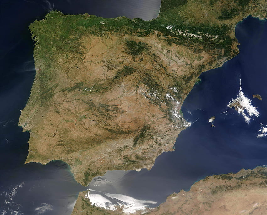 Peta Satelit Spanyol, peta spanyol Wallpaper HD