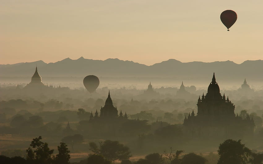 Burma, myanmar forest sunset HD wallpaper
