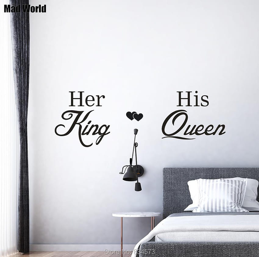 Mad World Her King His Queen Love Wall Art Stickers Adesivo Home Decorazione fai da te Rimovibile Room Decor Wall Stickers Sfondo HD