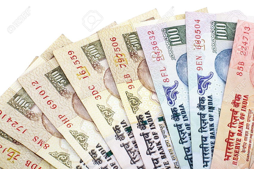 白い背景のインドルピー紙幣 ストック、インドルピー 高画質の壁紙