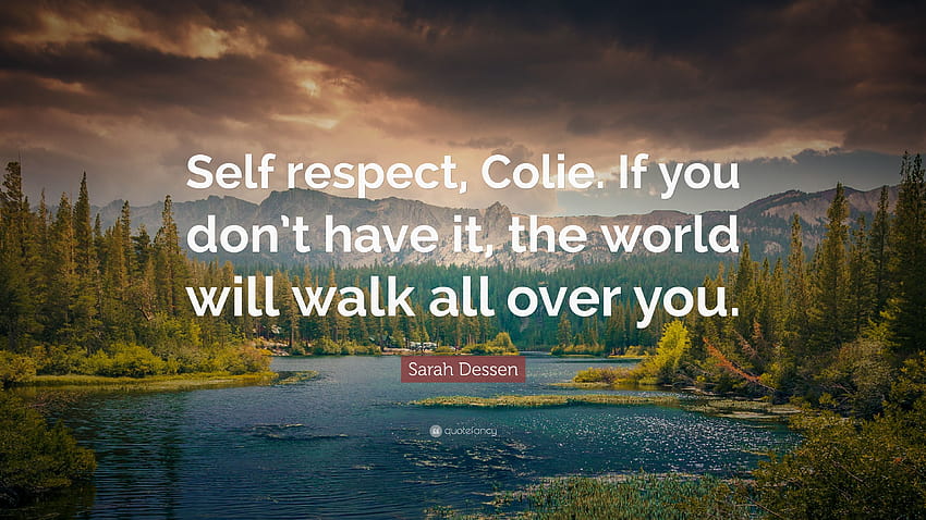 Sarah Dessen Quote: “Self respect, Colie. If you don't have it, self respect quotes HD wallpaper
