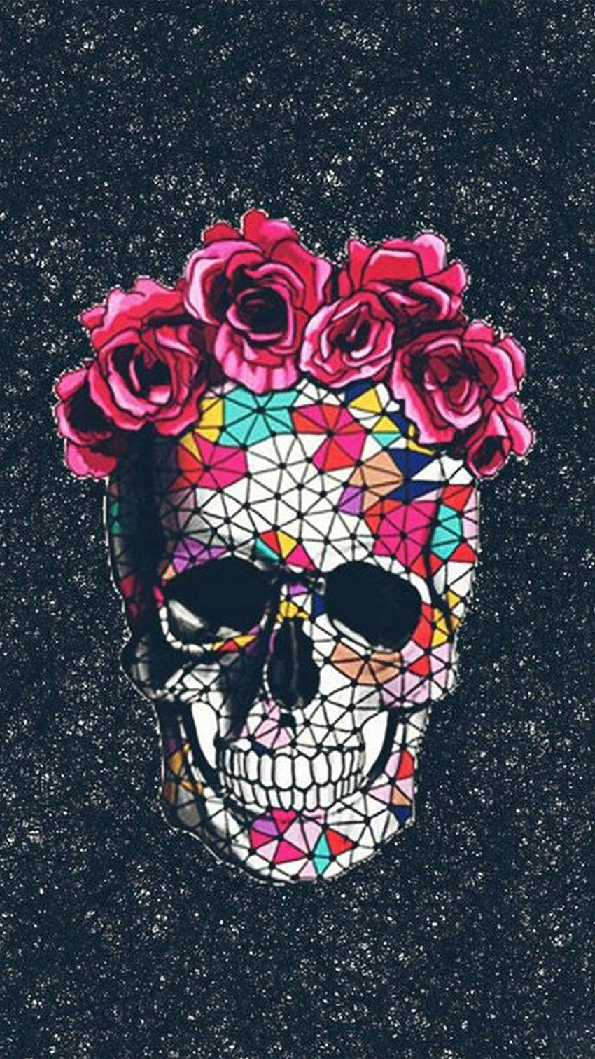 Colorful Skull Roses Space Iphone 8 Â, skeleton rose HD phone wallpaper